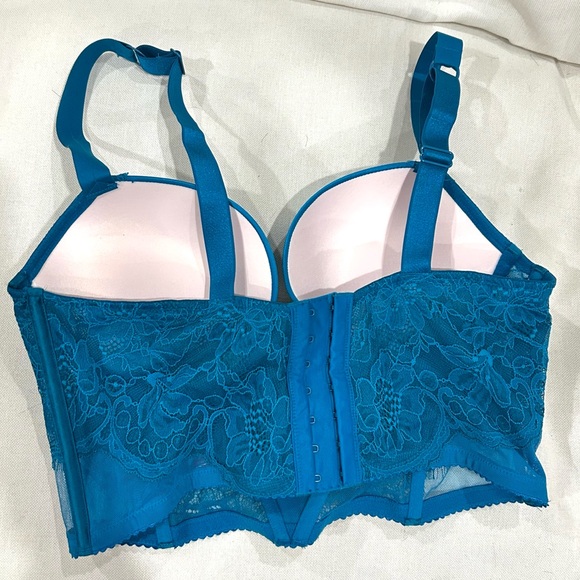 Victoria's Secret Evening Tide Blue Shine Strap Lace Push Up Bra Top 36C - Picture 5 of 7